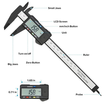 6" 150mm Digital Caliper Micrometer LCD Gauge Vernier Electronic Measuring Ruler