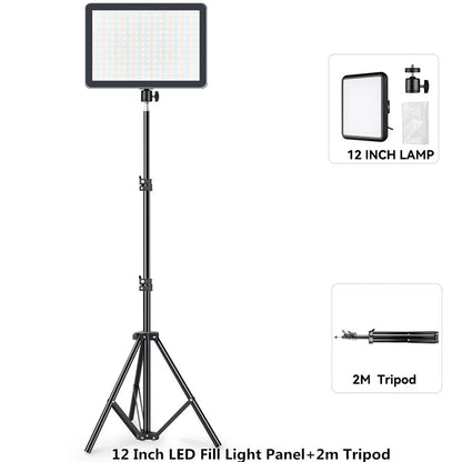 8/12 Inch LED Photography Video Light Panel Lighting Photo Studio Lamp Kit