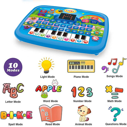 Kids’ Education Tablet Toy, Age 3+ Literacy Learn Doubles as Electronic Keyboard