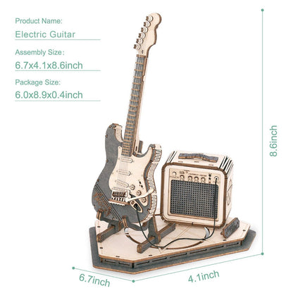ROKR 3D Wooden Puzzle Electric Guitar Model Kit Puzzle Toy Decor for Adult Gifts