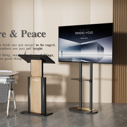 Height Adjustable Floor TV Stand with Mount Stone Shelf for 40”-75” Load up 40KG