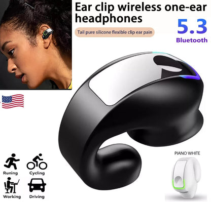 Bluetooth 5.3 Wireless Earbuds Ear Clip Bone Conduction Headphones Headset 2 Pcs