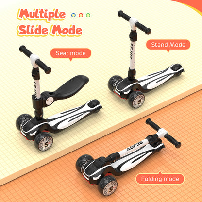 SEJOU Kids Scooter 3 Wheel LED Light Up Child Kick Flashing Push Adjustable Fold