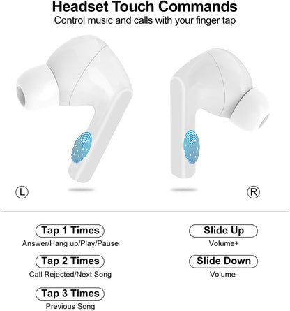 Wireless Earbuds, 5.4 Bluetooth Headphones With Touch Screen Ear Buds, ANC ENC N