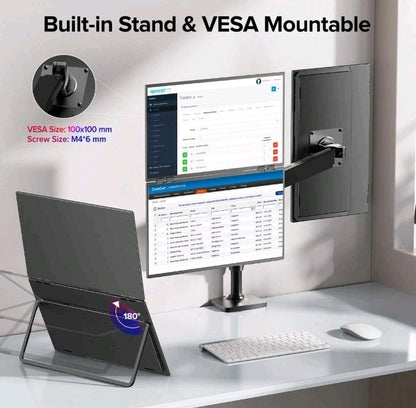 UPERFECT 18.5 Inch 100hz Stacked Monitor  Dual Screen Folding Display 1080P