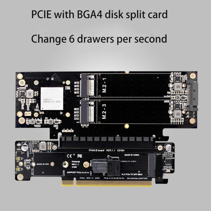 PCIE 4.0 X16 to X8+X4+X4 Splitter Adapter PCIe to 2x M.2 NVME SSD Expansion Card