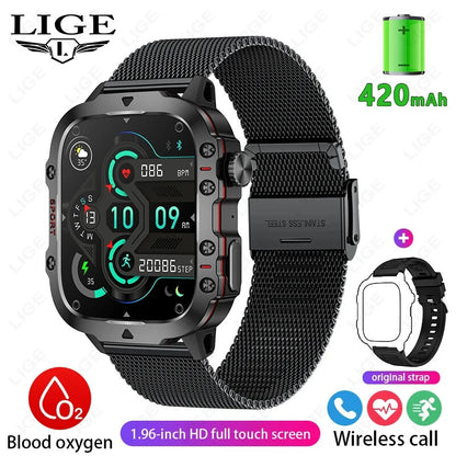 2024 Rugged Military Smart Watch Men Outdoor Watches Lp68 Waterproof 2.01" Al Vo