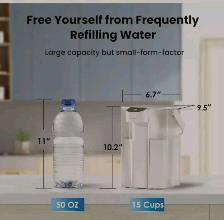 Waterdrop Electric Pitcher, 3 Months Water Filter Dispenser, 15-Cup White & Blue