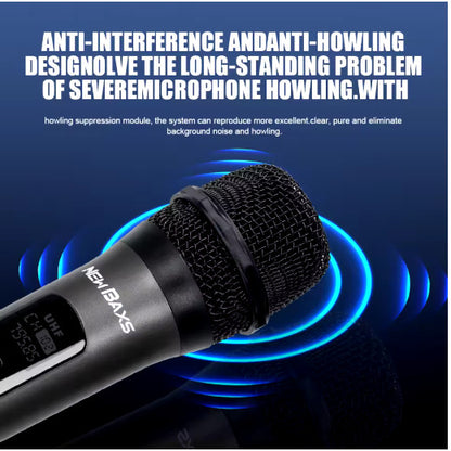 Microphone Wireless UHF Fixed Frequency 2 Channels Handheld Mic Professional UK