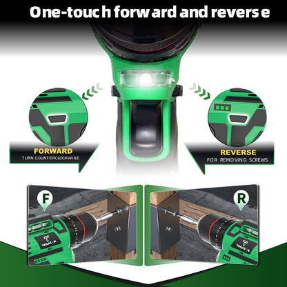 20V Cordless Brushless Drill Set,1/2 Inch Keyless Chuck Comes with Two Battery