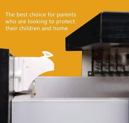 Child Safety Magnetic Cabinet Locks - vmaisi 4 Pack Adhesive Baby Proofing