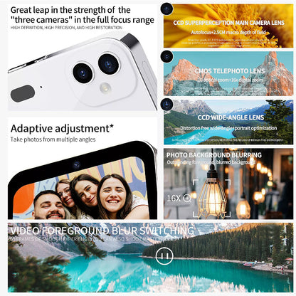 64MP 4K Digital Camera 16X 3 Lens Touch Screen Camera Music Player OTG 3600mAh