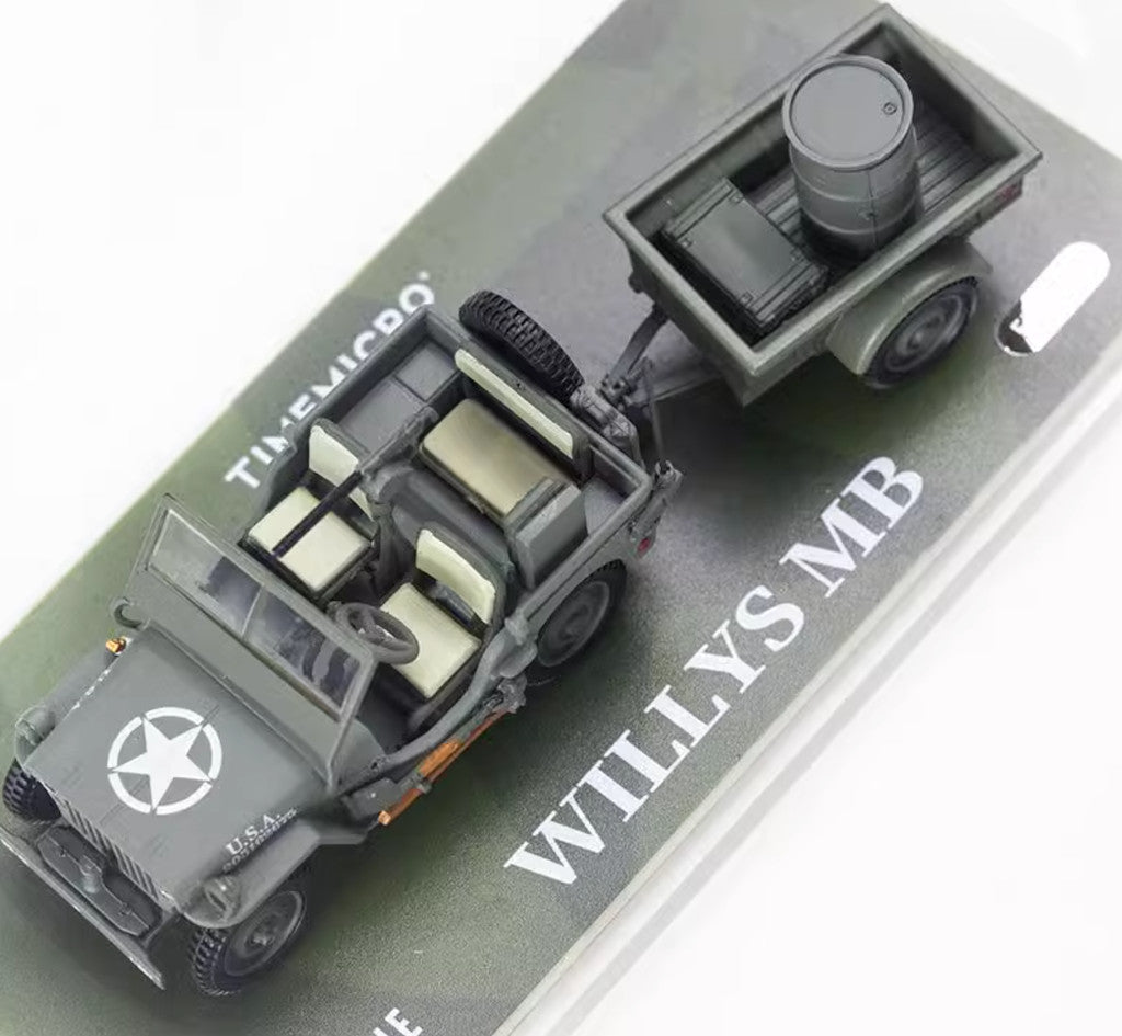 ZD TM 1:64 Military Wellys MB Trailer Model Diecast Metal Car BN