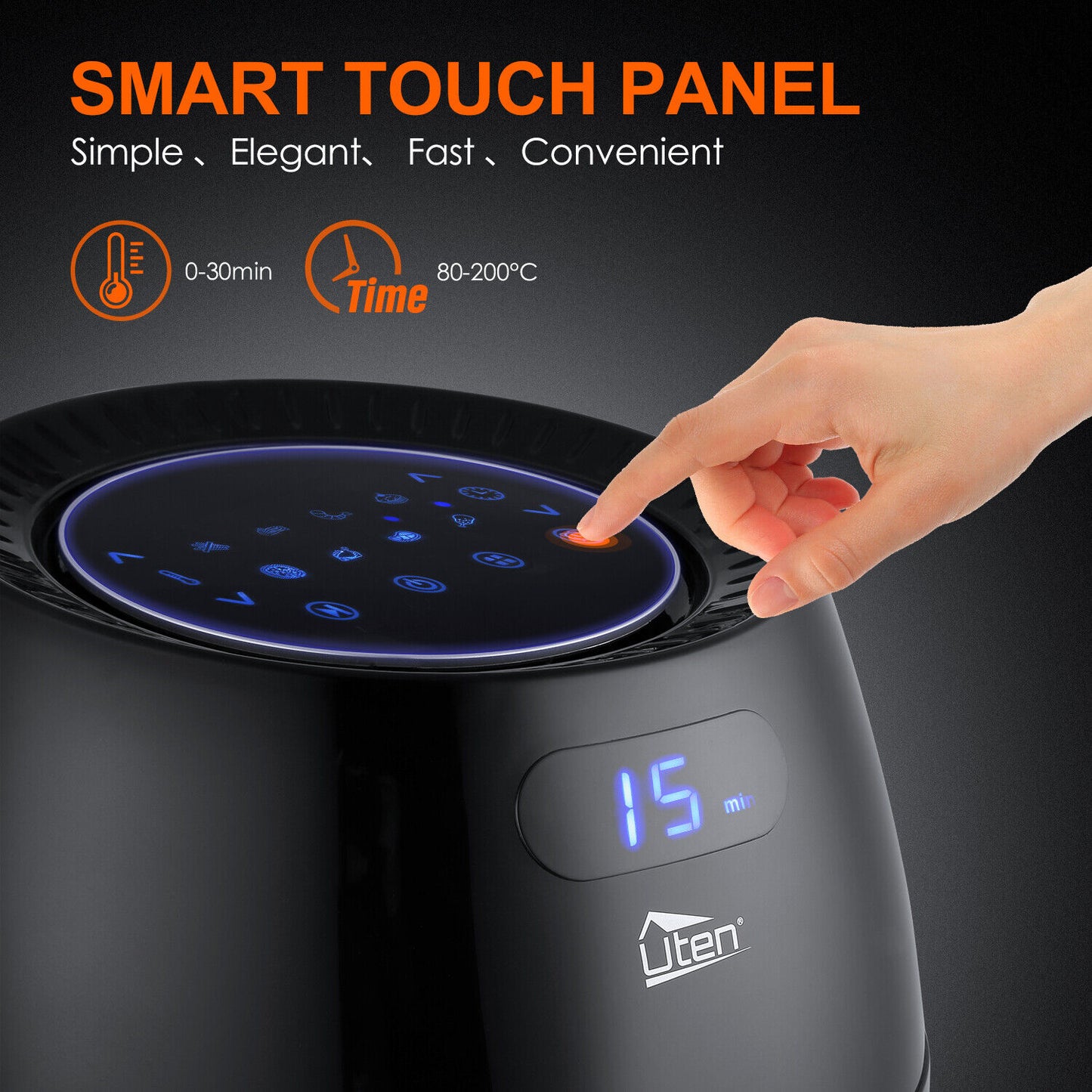 UTEN 5Qt/5.9Qt Electric Air Fryer Hot Oven Oilless Cooker Time/Temp Control