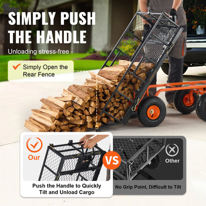 Garden Dump Cart Heavy-duty Metal Yard Carts and Wagons 400 lbs Loading