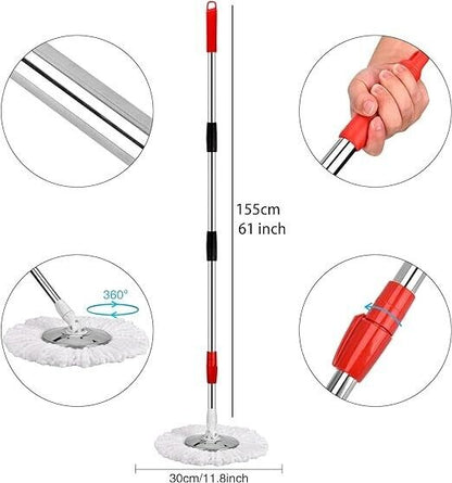 Mop and Bucket with Wringer Set 360° 3psc Microfiber Spin Mop with Bucket
