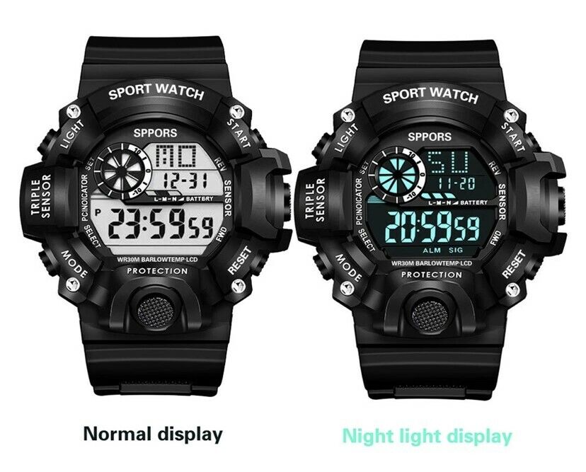 Men's Watches Military Army Sports Digital LED Shockproof Watch Alarm Stopwatch