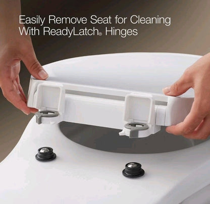 KOHLER K-27332-0 Glissade ReadyLatch Quiet Close Round Toilet Seat, White
