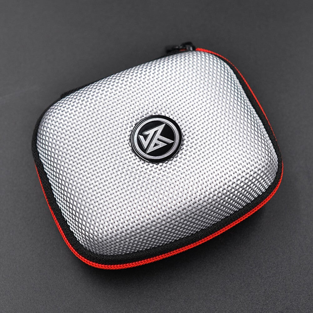 Portable Square Earphone Case Box with Mesh Pocket Headset Storage Black