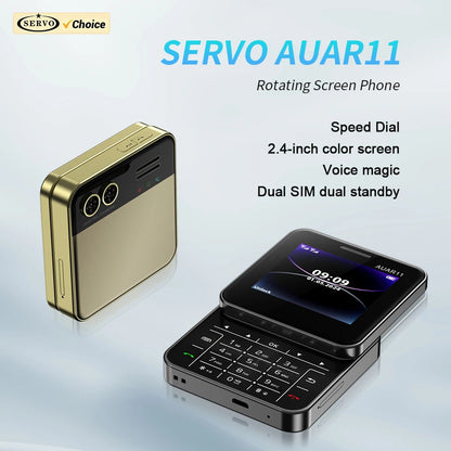 SERVO Rotating Sliding Mini Mobile Phones 2.4“ GSM Blacklist Speed Dail Dual SIM