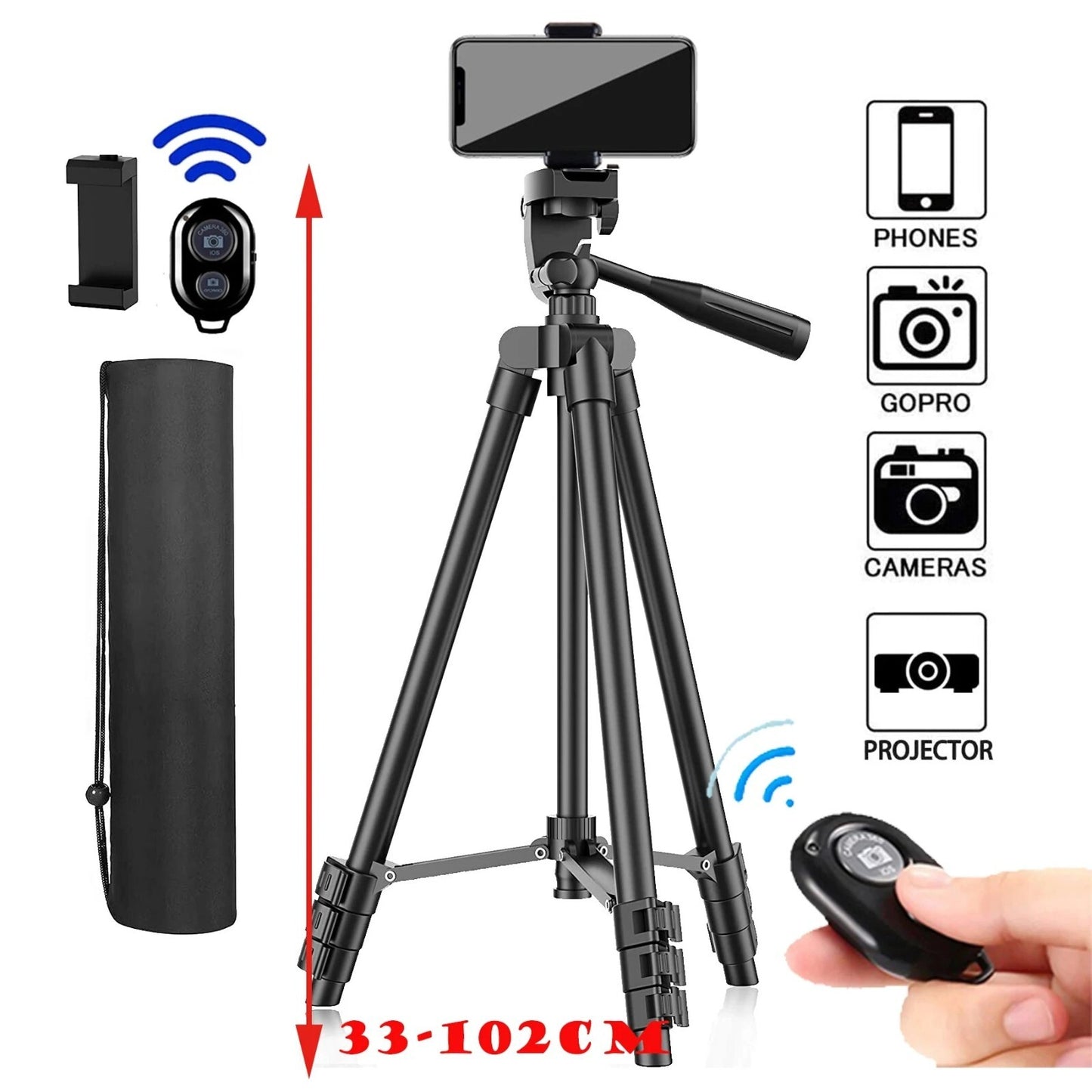 Adjustable Tripod Professional Camera Mount Stand Holder Bluetooth Remote Phone