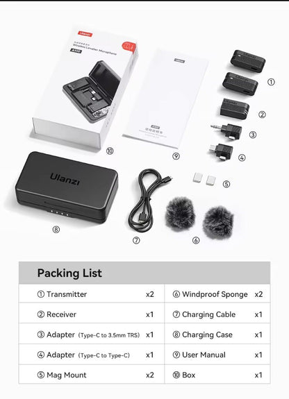 A100 Wireless Microphone Lavalier Lapel MIC for iPhone 16 15 17 Pro & pro max