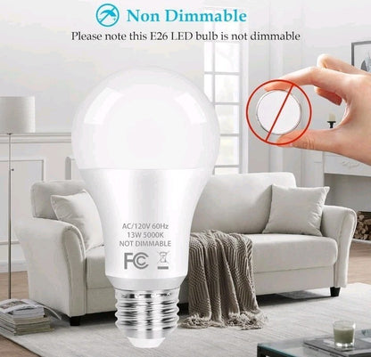 A19 LED Light Bulb, 100 Watt Equivalent LED Bulbs, 13W Daylight White 5000K