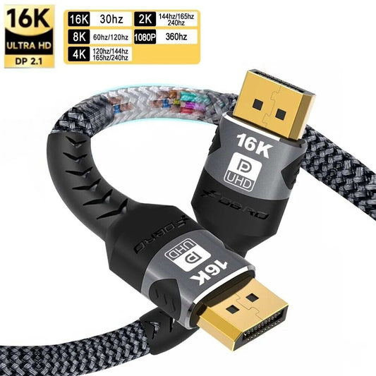 Displayport to Display Port Cable DP Male to Male Cord 4K HD w/ Latches 6ft/10ft