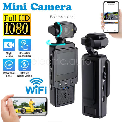 WiFi Camera with Screen 360° Rotatable Lens 1080P HD Photo Video Audio Recorder