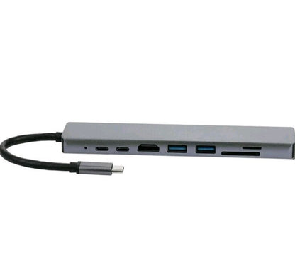 8 in 1 USB-C HUB Type-C Adapter For PC Windows Multi 3.0 4K HDMI Etherne 8 Ports