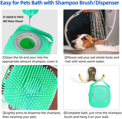 Pet Dog Shampoo Massager Brush Cat Massage Comb Grooming Scrubber Shower Brush F