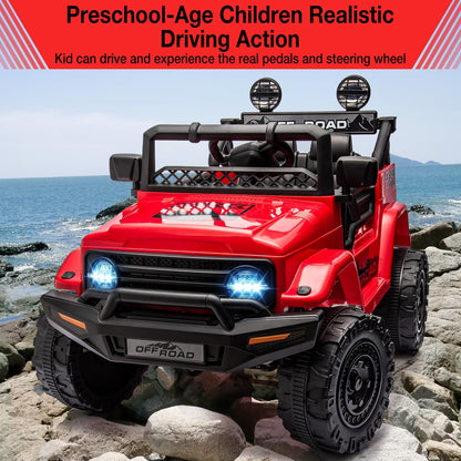 Kids Ride On Truck Car 12V Electric Vehicles Car w/Remote LED Light Music Gift