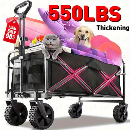 Folding Beach Wagon Cart 550LBS Heavy Duty Utility w/Big Wheels
