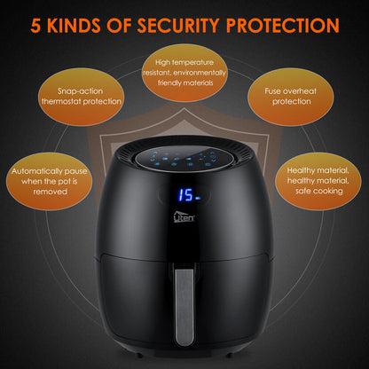 UTEN 5Qt/5.9Qt Electric Air Fryer Hot Oven Oilless Cooker Time/Temp Control