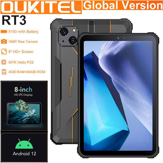 8" Oukitel RT3 4G LTE Rugged Tablet PC Phone Android Mobile Waterproof Unlocked