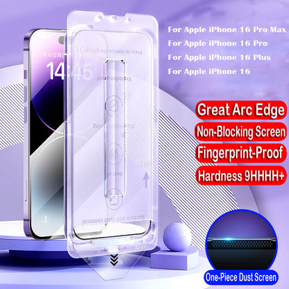 Glass Screen Protector for iPhone 16 15 14 Pro Max ,One-Click Installation-2024