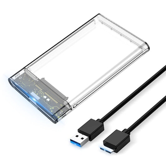 Drive Hard 3.0 Case 2.5" SSD External Clear HDD Enclosure Laptop SATA Tool-Free