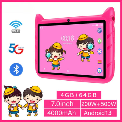 Kid Tablet Android 13, 4GB RAM 1TB Expand,5G WiFi,Dual Camera, Children's Gift