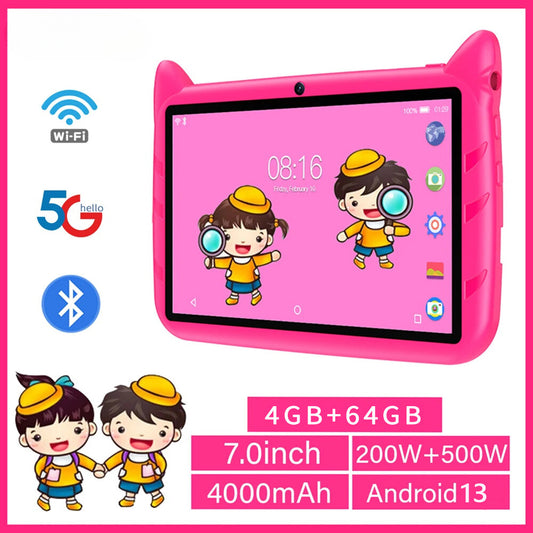 Kid Tablet Android 13, 4GB RAM 1TB Expand,5G WiFi,Dual Camera, Children's Gift