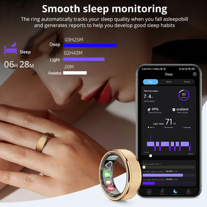 Smart Ring with Charging Case,Health Sleep Monitor, 5ATM Waterproof,Multi-sport