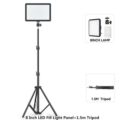 8/12 Inch LED Photography Video Light Panel Lighting Photo Studio Lamp Kit