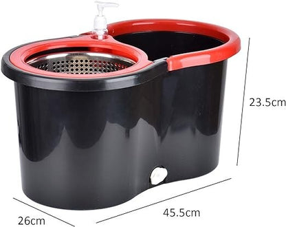 Mop and Bucket with Wringer Set 360° 3psc Microfiber Spin Mop with Bucket