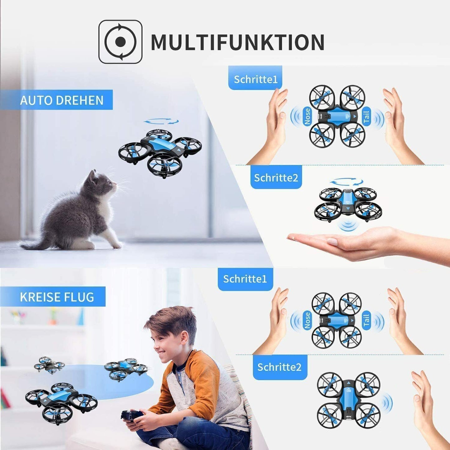 4DRC V8 Mini WIFI FPV Drone 4K HD Camera Quadcopter Gesture Sensing APP Control