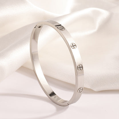 Non fading titanium steel inlaid with rhinestones stainless steel bracelet