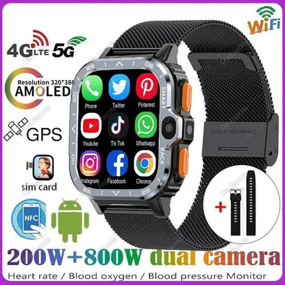 4G Android Smart Watch 2G 16G/64G ROM GPS SIM Card WiFi Dual Camera Smartwatch