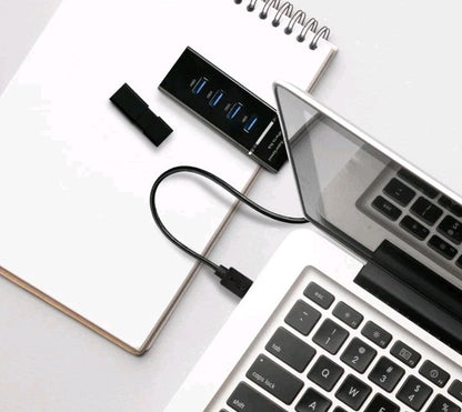 USB 3.0 Hub 4Port Splitter Adapter High Speed Data LED For PC Laptop Desktop