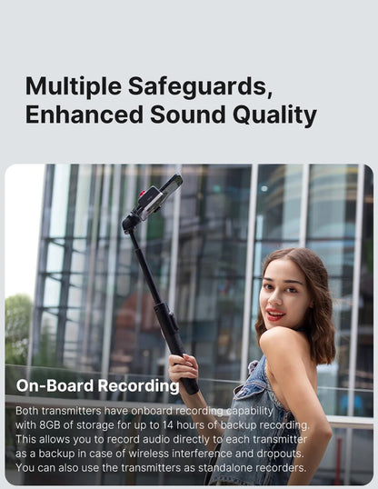 U-Mic Stereo Wireless Lavalier Microphone for DSLR Phone Interview Video Record