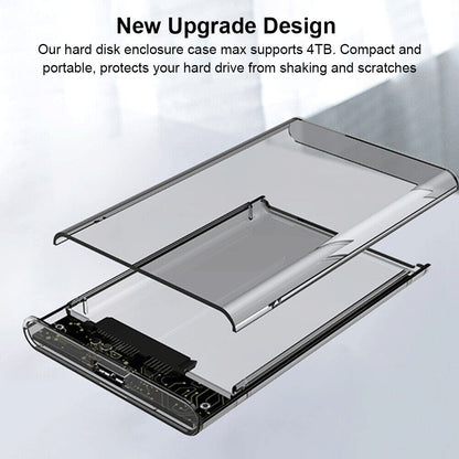 Drive Hard 3.0 Case 2.5" SSD External Clear HDD Enclosure Laptop SATA Tool-Free