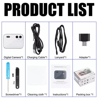64MP 4K Digital Camera 16X 3 Lens Touch Screen Camera Music Player OTG 3600mAh