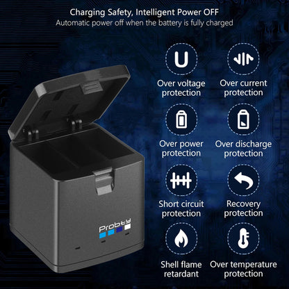 2280mAh for GoPro Hero 13 Battery+3-Slots Box Charger Black Camera Accessories